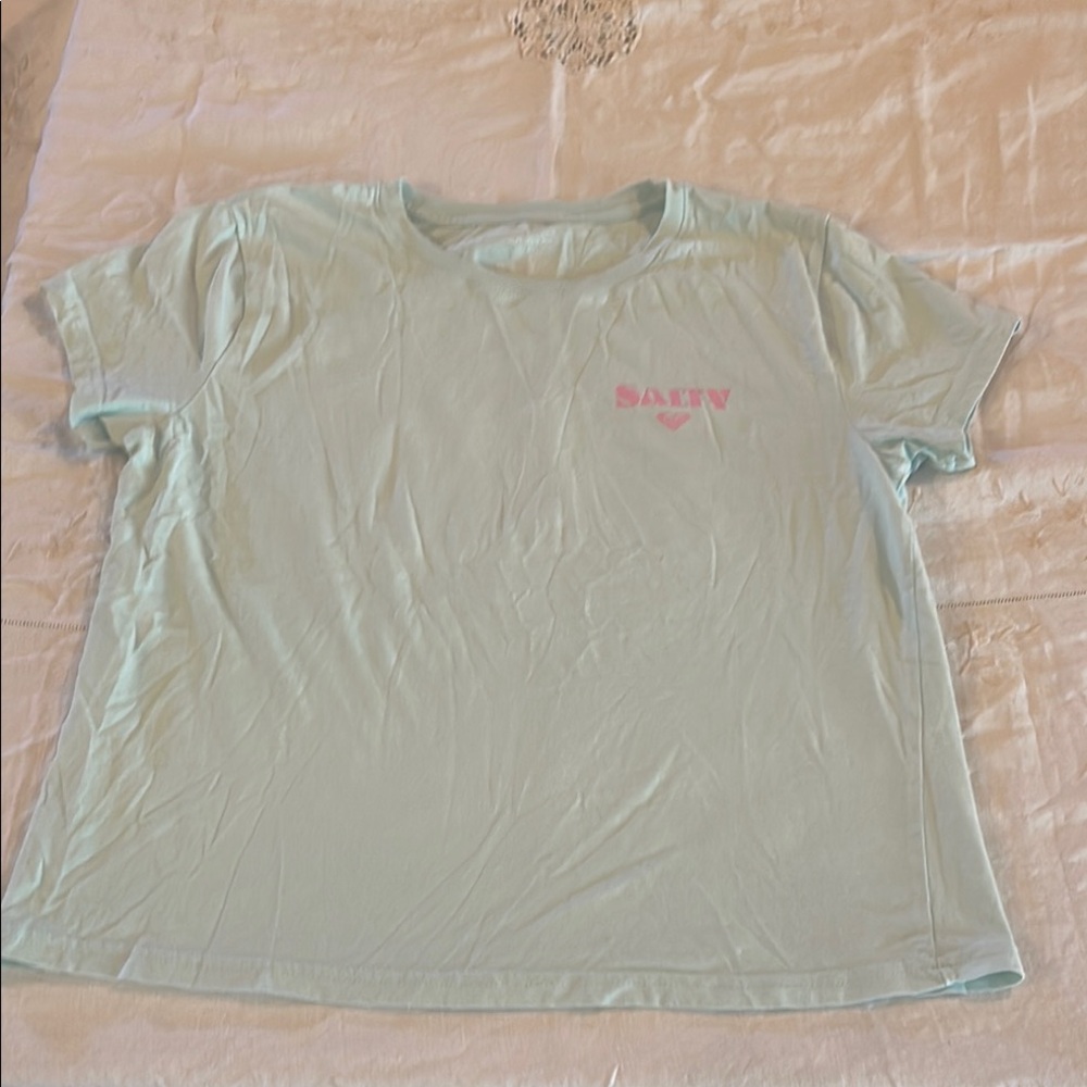 Roxy Mint Green Tee with Salty logo front and back